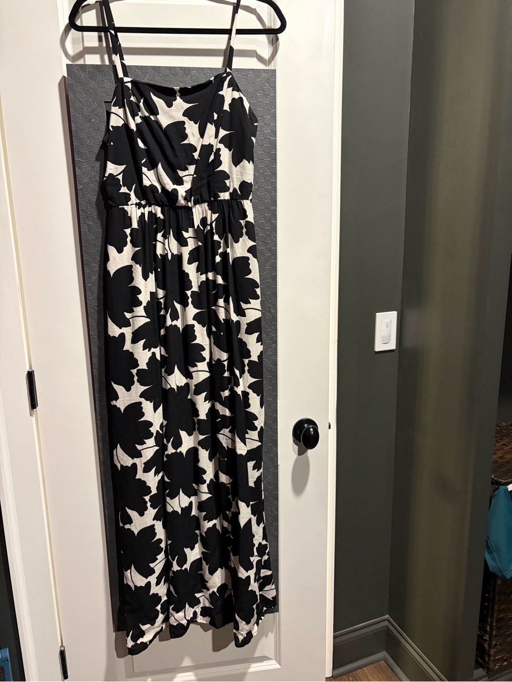 Black and White Floral Maxi Dress - Classic Sleeveless Design